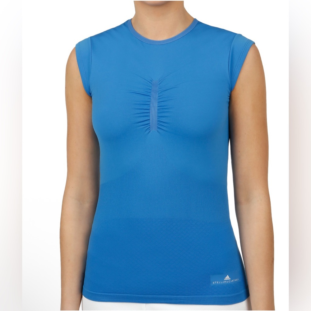 Adidas x Stella McCartney Ray Blue Activewear Top Barricade Tennis with Mesh